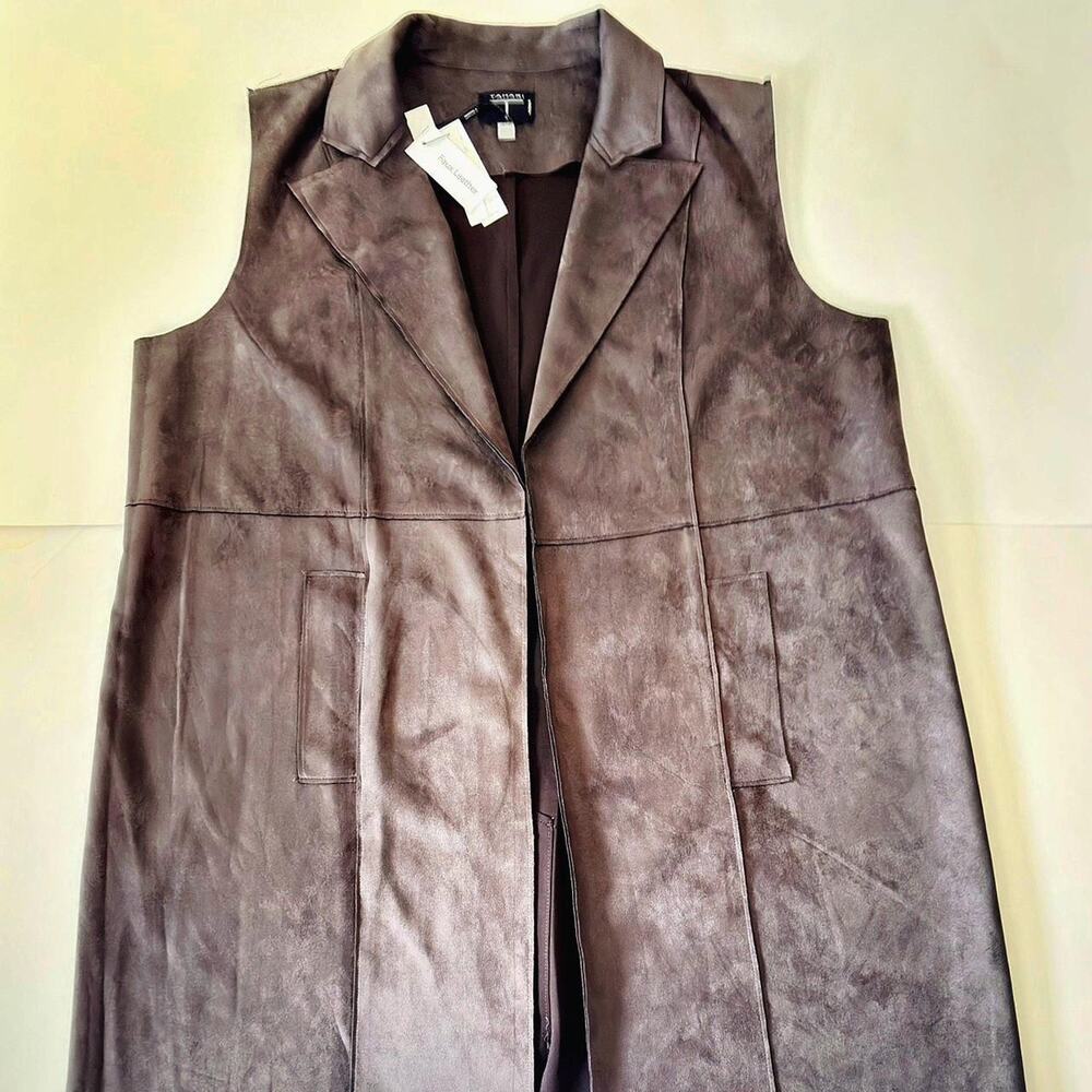 Tahari brown faux leather vest